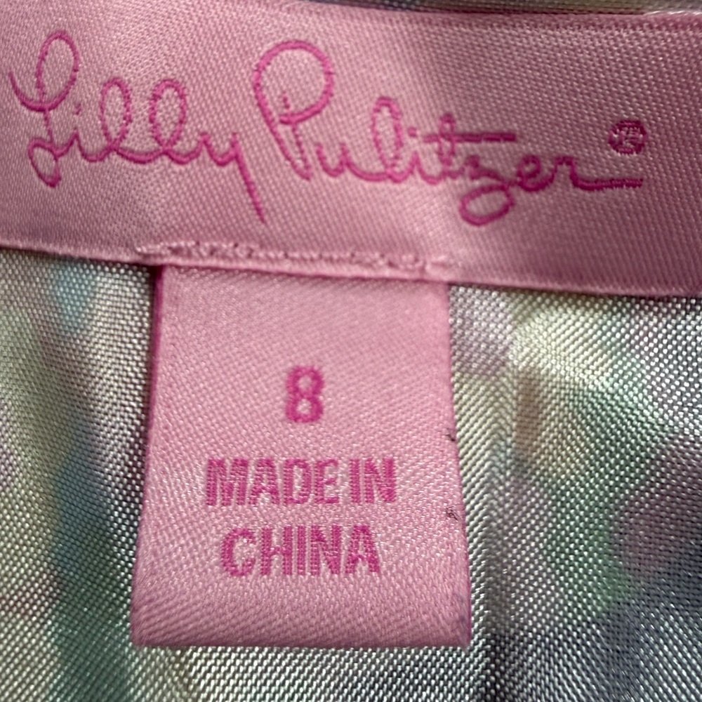 Lilly Pulitzer Roe One Shoulder Bow Silk Top Out There Butterfly Print Size 8 - Picture 4 of 5